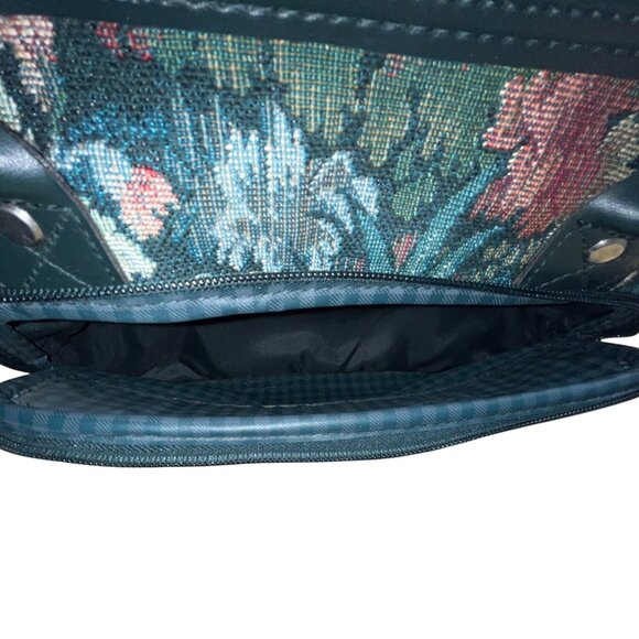 Atlantic Women’s Green Floral Tapestry Zippered Duffel Bag with Leather Handles - Picture 10 of 13